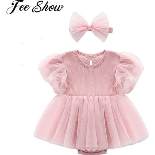 Infant Christening Dress Newborn Baby Girl Clothes Wedding Tulle Dresses Cotton Princess Baby Baptism Mesh Tutu Dress 0 3 6 12 M