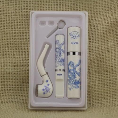 Three-piece Blue and White Washable Porcelain Cigarette Holder Set Smoking Accessories for Weed Regalos Para Hombre Originales