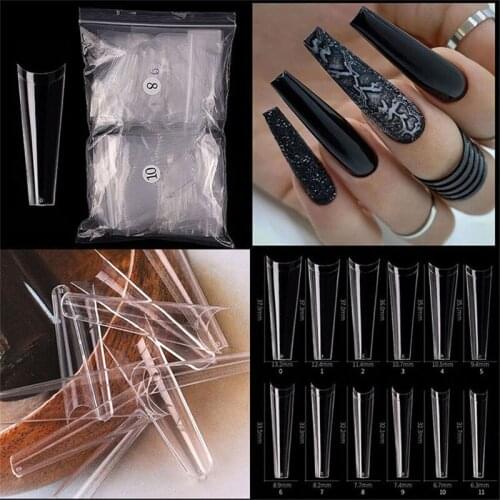 504Pcs XXL False Nail Art Tips French Natural Transparent Coffin False Nails Tips Acrylic UV Gel Nail Polish Manicure