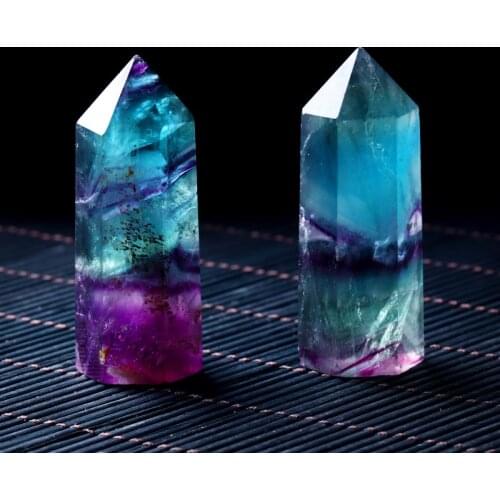 1PC Natural Fluorite Hexagonal Nordic style Crystal Point Healing Wand Mineral Crystal Home Decoration Stone Study Decoration