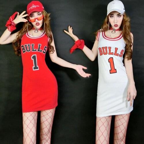Nightclub Rave Bar Female DJ Costumes Hip Hop Singer Letter Vest Dress Pole Dance Clothing Birthday Outfits For Women DNV11990