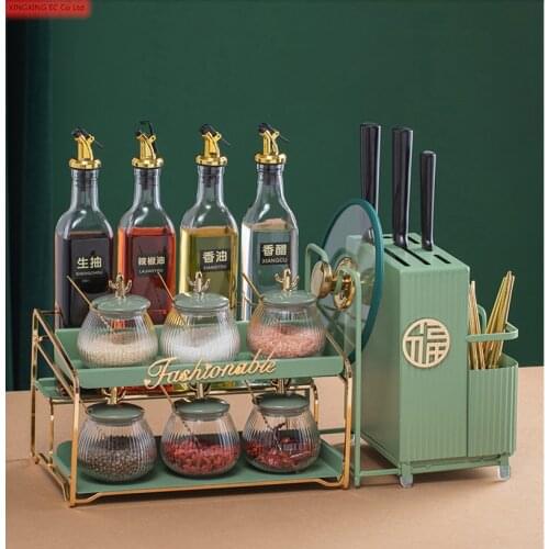 Nordic Kitchen Storage Container Glass Seasoning Bottle Salt Jar Sugar Bowl Household Oil Bottle Storage Rack Kitchen Items