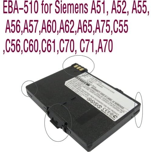 New EBA-510 for Siemens A51, A52, A55, A56,A57,A60,A62,A65,A75,C55,C56,C60,C61,C70, C71,A70 High quality External Li-ion battery