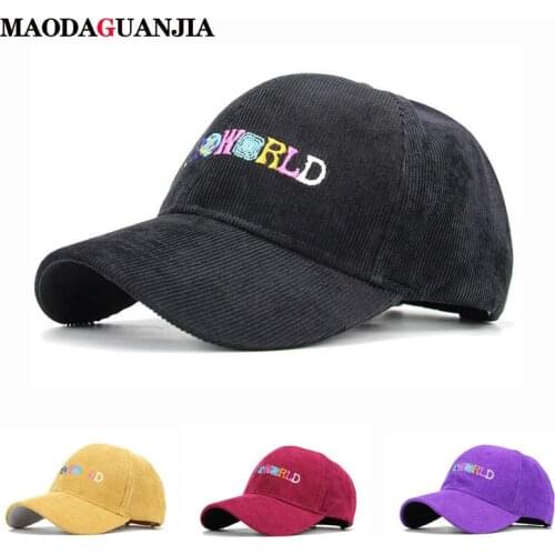 New100% Cotton Corduroy Embroidery ASTROWORLD Baseball Caps Travis Scott Unisex Astroworld Dad Hat Cap High Quality Summer Hat