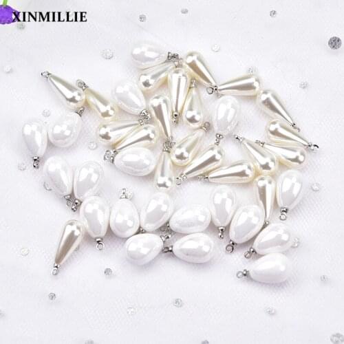 New 50pcs/Bag Creamy-White/ Milk White Pearls Button Sew On Wedding Dress Decoration DIY Garment/Shoes/Bags Accessories
