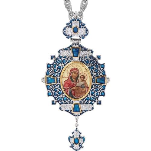 New Design Catholic Orthodox Round Pendant Necklace Virgin Mary Silver Color Handmade Long Chain Necklaces Jewelry Accessories