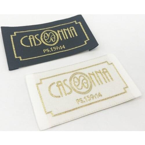 Custom Metal Gold Clothing Labels for Underwear Personalized Shiny Gold Silver Logo Customized Clothes Loop Fold Label for Gift