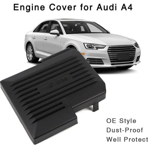 S-line Black Engine Protective Battery Cover For Audi A4 B9 8W A5 2017 2018 OE Style Protector Hood Exterior