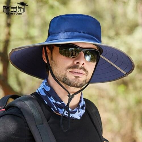 Mens hat outdoor sunshade hat mountaineering sunscreen hat fishing sun hat Big Brim foldable fishermans hat mens hat