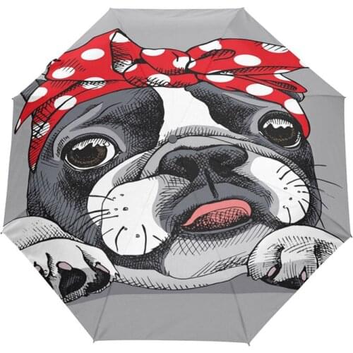 Lovely Pug Girl Childrens Umbrellas Automatic Open and Close Custom Umbrella Female Cute Dog Women Parasol Gift