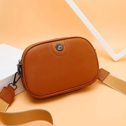 2021 Genuine Leather Women Shoulder Bags Stylish Ladies Small Crossbody Bags TWO-layer Zipper Messenger Bags Clutch Bag