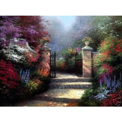 T K Oil Repro "garden scenery paradise" Guaranteed