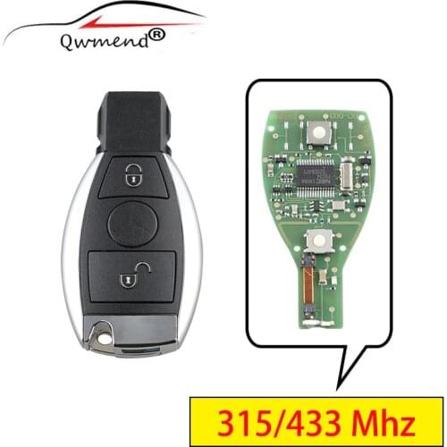 QWMEND for Mercedes Benz Key 315/433Mhz Smart Car Key for Mercedes Benz Year 2000+ 2 Buttons Car Remote Key