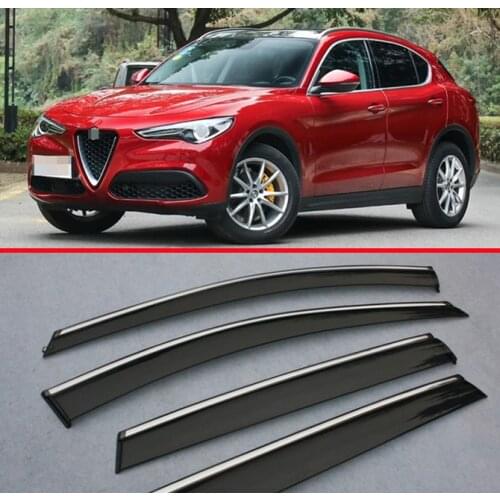 Window Wind Deflector Visor Rain/Sun Guard Vent For Alfa Romeo Stelvio 2017 2018 2019