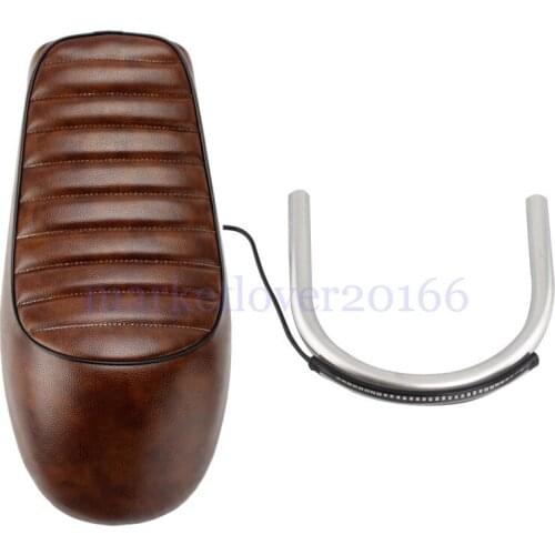 Motorcycle Chopper Vintage Hump Saddle Flat pan Retro Seat 175-240mm Frame Hoop Loop LED Light Strip For Harley Honda