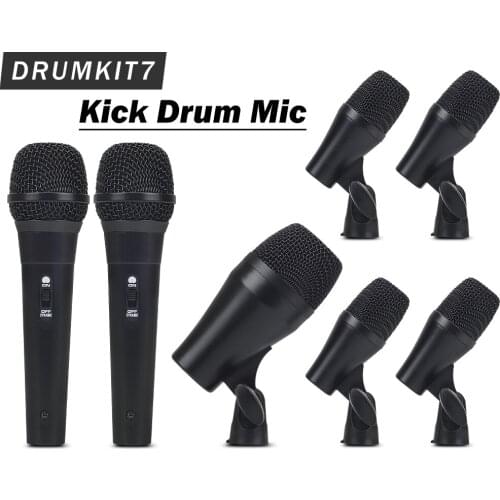 High Quality Professional Percussion Drums Guitar Brass DrumKit7 Instrument Microphone Mic System with Carrying Case