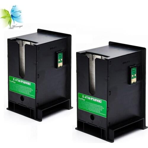 Winnerjet 2 pcs T6710 Waste Ink Tank with Chip for Epson WorkForce Pro WF-5110 5190 5620 5690 4630 4640 Maintenance Box