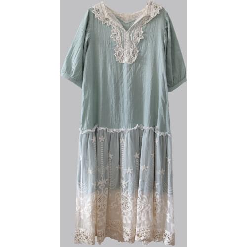 Women Lace Crochet Embroidered Dress Robe Longue Femme Mori Girl Hippie Boho Lolita Cute Dress Vestido Tunique Femme Lady Dress