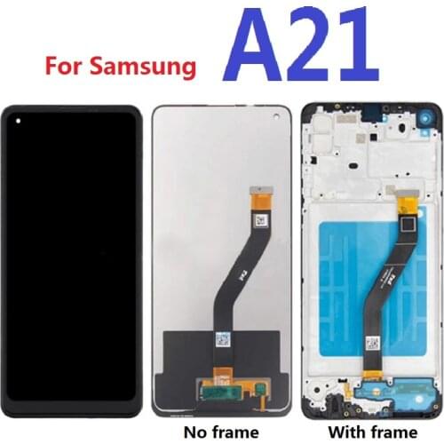 Super Amoled For Samsung Galaxy A21 SM-A215F/DS A215M A215G Display LCD Touch Screen Digitizer Assembly Frame Replacement