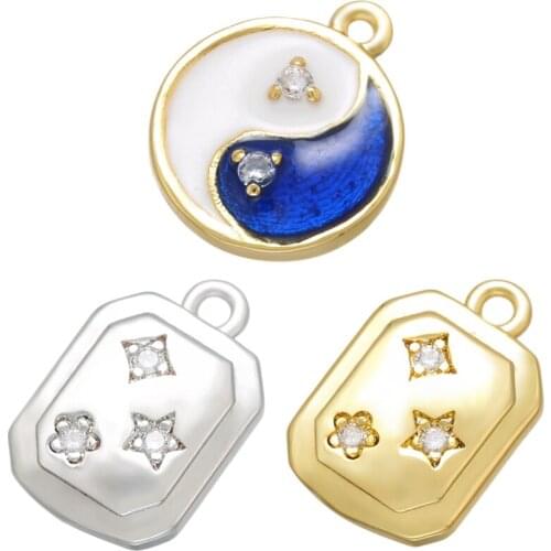 ZHUKOU gold/silver color geometric earring pendant for women handmade accessories supplies CZ crystal pendant wholesale VD840