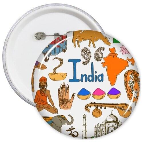 Japan Canada England Maxico Egypt Russia Italy Danmark France Germany India Landscape Landmark Round Pin Badge Button 5pcs