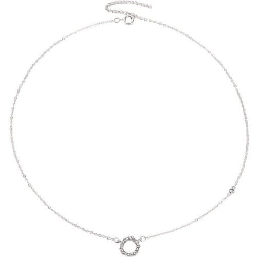 Starry Bling Full Clear Shiny Crystal Circle Pendants Twinkling Elegant Silver Plated Necklaces For Women