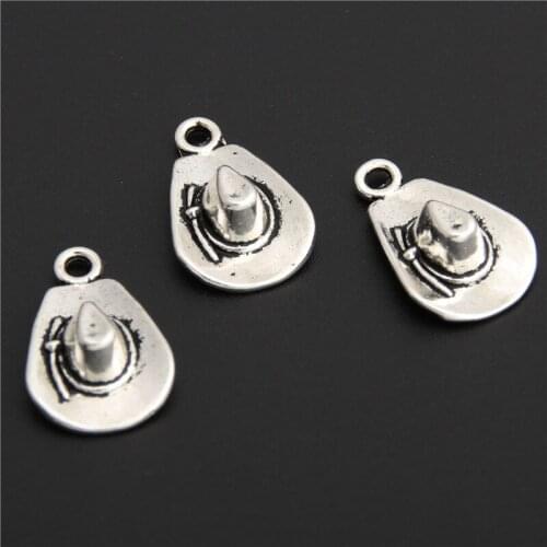 10pcs Silver Color Charm Bracelet Cowboy hat Charms Necklace Pendants DIY Jewelry Accessories A2879