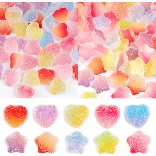 20pcs Gradient Silicone Soft Sweets Design 3D Nail Art Decorations Heart Stars Candy Japanese Style Jewelry Manicure Accessories