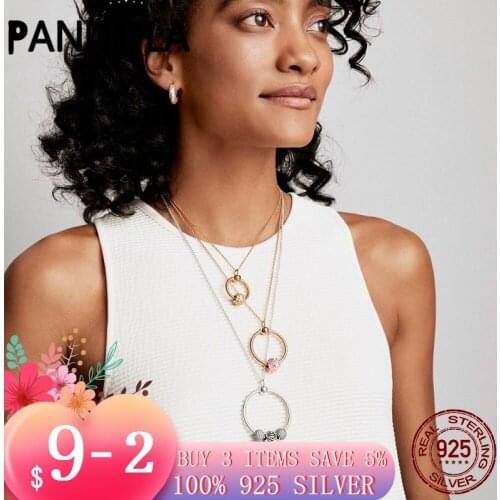 2021 new 925 Sterling Silver & Rose Gold Color O Pendant fit Original Pandora Necklace DIY Charms Beads Jewelry Gift