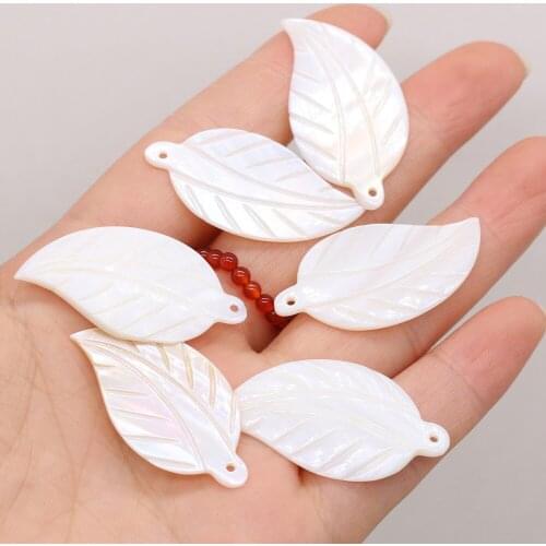 30pcs/lot Natural Freshwater Shell White Shell Leaf Shape beads for DIY earring and pendant