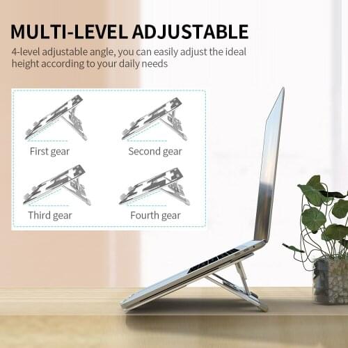 4-level Adjustable Laptop Stand Portable Folding Aluminum Alloy Laptop Support Non-slip Hollow-out Tablet Laptop Cooling Stand