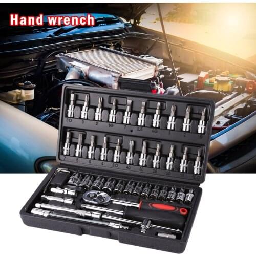 46pcs car repair tools multi-function socket wrench Wrench Set Ratchet Spanner Multi-functional Car Repair Tool for woodworking