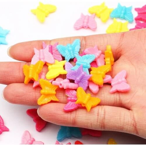 50pcs 13x16mm Spring Color Butterfly Acrylic Loose Spacer Beads For Jewelry Making Diy Bracelet Necklace Charm Accessories