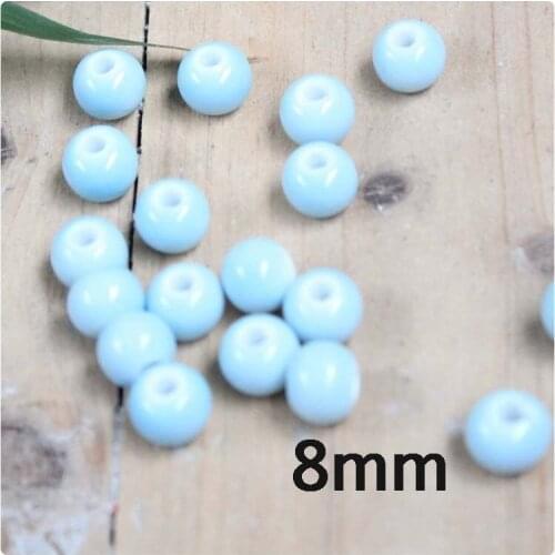 2017 new On sale 8/10/12mm 50pcs Diy Sky Blue Porcelain Ceramic Round Beads,Spacer beads Free shipping YS0035