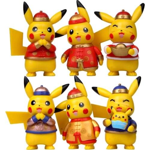 6pcs/lot Pokemon Pikachu Toys Pikachu Cute Figures PVC Action Figure Toys Doll Collection Model Toy for Children Toys Gifts