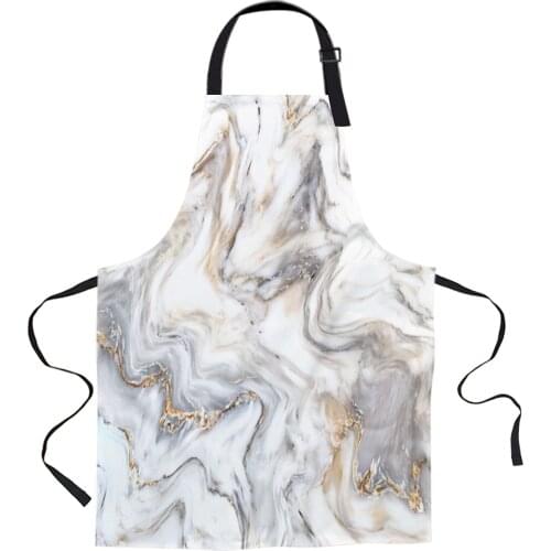 Abstract Marble Texture Apron Woman Adult Bibs Home Cooking Baking Coffee Shop Cleaning Canvas Aprons Kitchen Accessory
