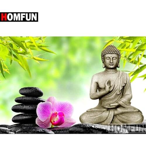 HOMFUN Full Square/Round Drill 5D DIY Diamond Painting"Religious Buddha"Embroidery Cross Stitch 3D Home Decor Gift A10006