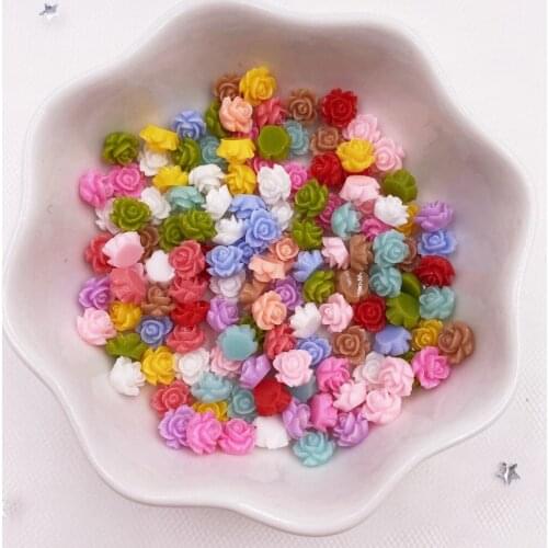 100pcs Resin Cute Colorful Beautiful Flower Flatback Rhinestone Appliques DIY Wedding Scrapbook Manicure Accessories Craft SL241