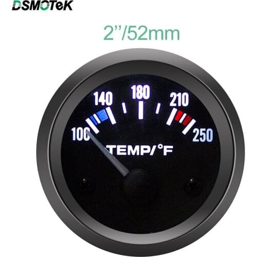 DSMOTEK 52mm Auto Gauge Boost Meter 2inch Universal Car Water Temp Gauge 100~250 Fahrenheit Degree Vehicles Water Monitoring
