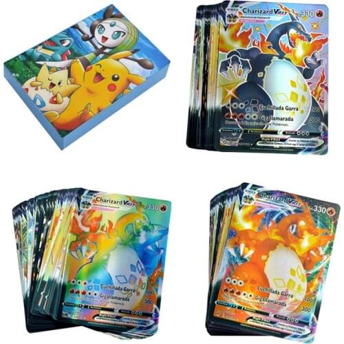 Spain Version Pokemon Card Featuring 100 VMAX 50V Game Battle Card Toys For Children Collection Gift