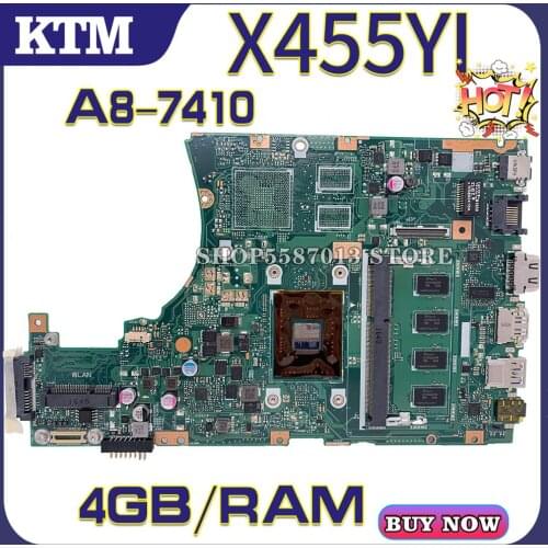 K455Y for ASUS X455YI R454Y R455Y X455Y X455YA F455Y A455Y laptop motherboard R454Y mainboard test OK A8-7410 cpu 4GB-RAM