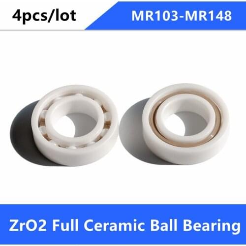 4pcs/lot MR103 MR104 MR105 MR106 MR115 MR117 MR126 MR128 MR148 ZrO2 full Ceramic ball bearing Zirconia ceramic bearing