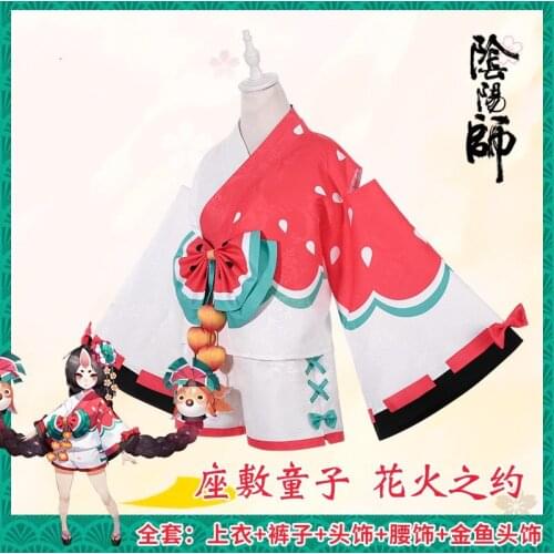 Game Onmyoji Zashiki Cosplay Kimono New Skin Flower Fire Costume Halloween Costume for Women
