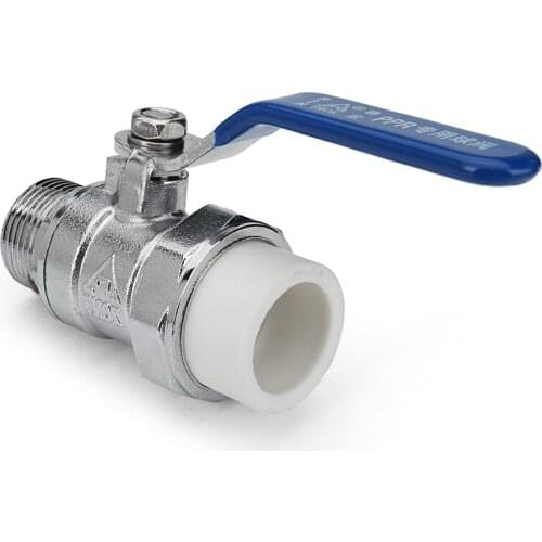 1/2" 3/4" External Wire Manual PPR Brass Ball Valve Nickel Handle PPR Male Thread Valves
