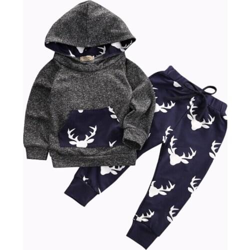 Oklady Baby Boys Girls Clothes Set Warm Outfits Deer Tops Hoodie Top + Pant Leggings Cute Animals Kids Baby Clothes