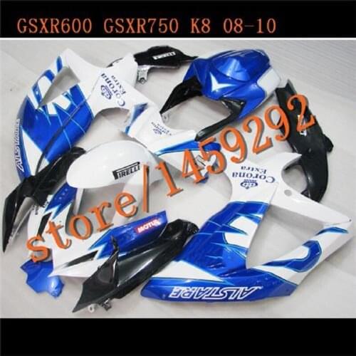 Custom Injection fairing set for SUZUKI K8 GSXR 600 750 2008 2009 2010 blue white black fairings bodywork GSXR600 GSXR750 08-10