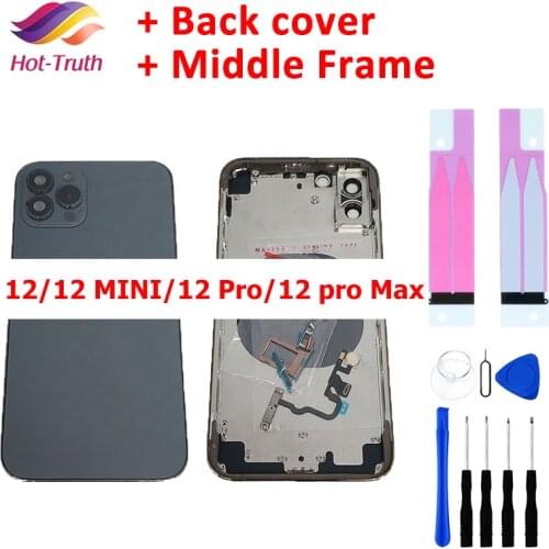 Housing Battery Cover For iphone 12 12Mini / 12pro 12 Pro Max Housing Battery Cover Door Rear Chassis Frame Back Cover Glass