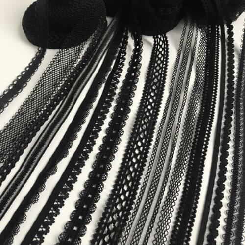 Hot! 9mm to 22mm Width Black white Elastic Black White Lace Trim ribbon For Sewing crafts underwear decoration lace handmade