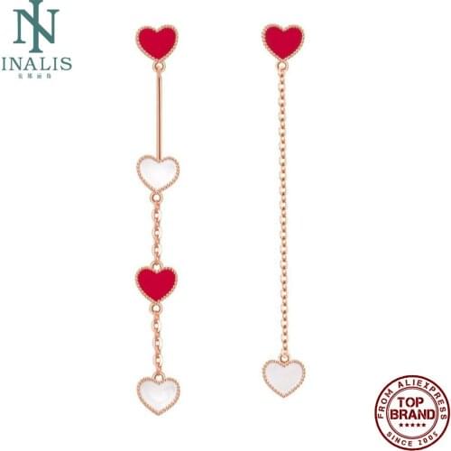 INALIS Copper Earrings For Women Red White Heart Drop Earring Fit Anniversary Festival Gift Fashion Jewelry 2021 Best Selling