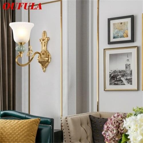 OUFULA Copper LED Wall Sconces Lamp Modern Luxury Design Ceramic Light Indoor For Home Bedroom Corridor